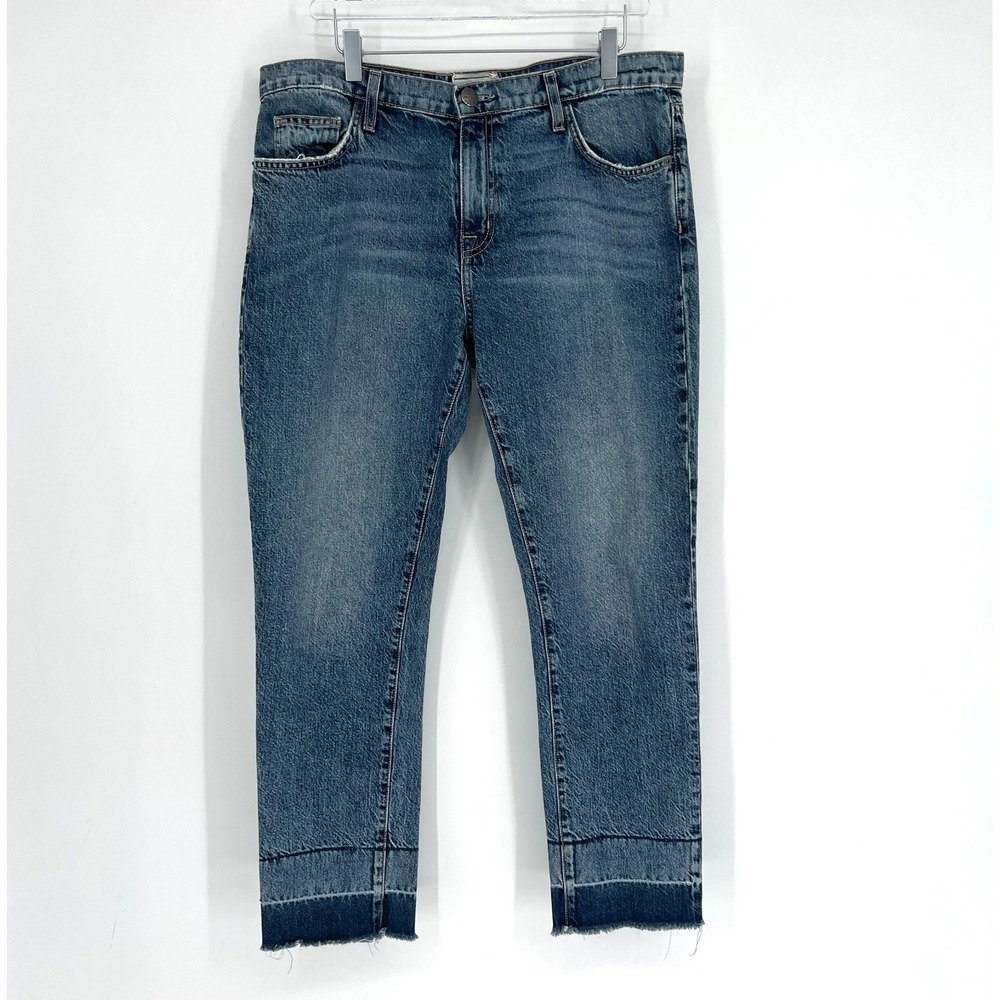 Current Elliot The Fling Jean‎ Womens 30 Slim Boyfriend Denim Pants Blue Raw Hem